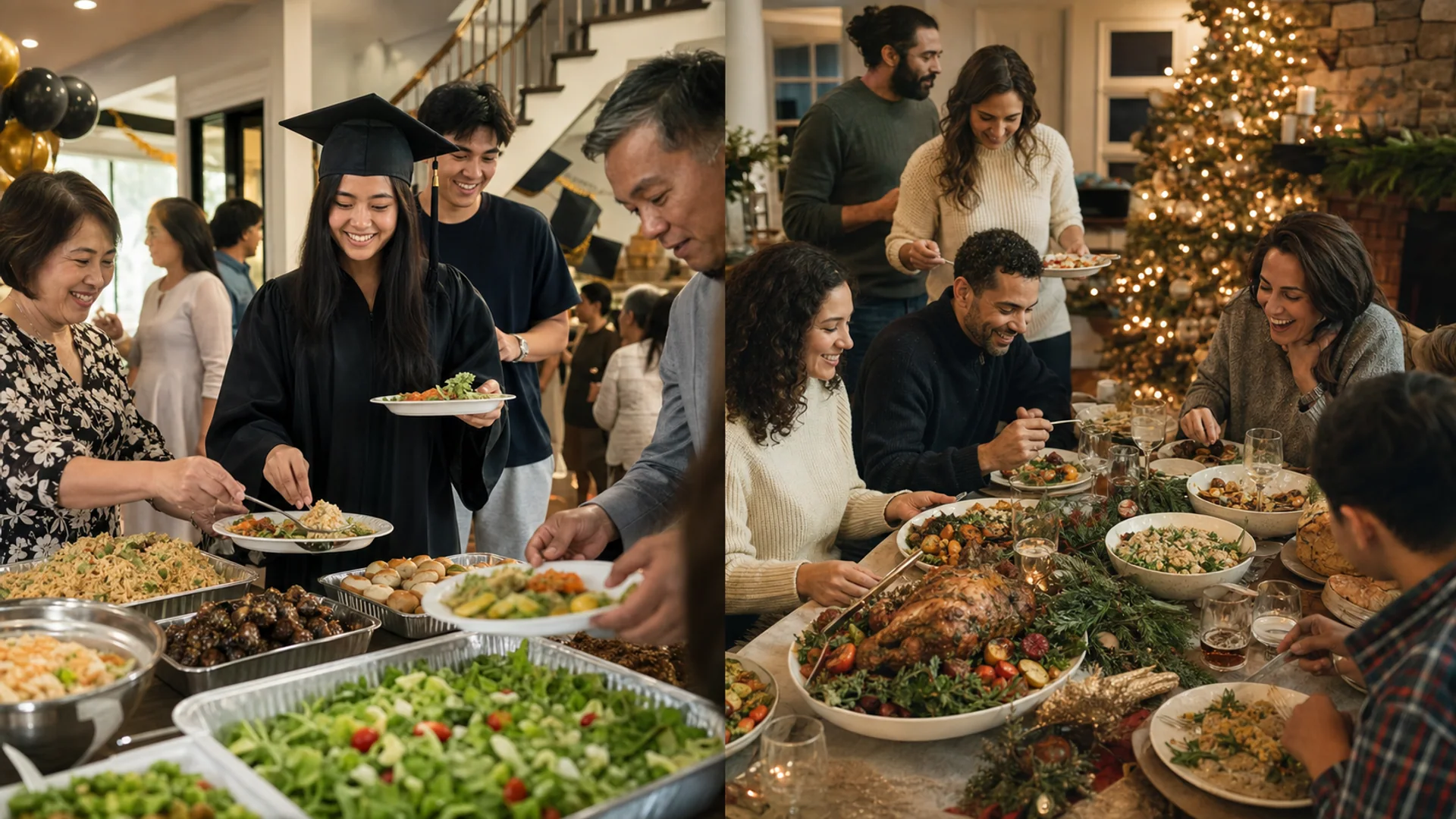 A graduation buffet and holiday dinner catered at home